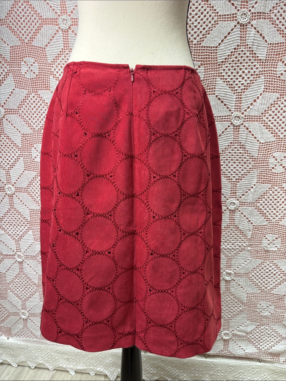 Vintage Coldwater Creek | Red Circle Patchwork Skirt - Picture 4 of 8